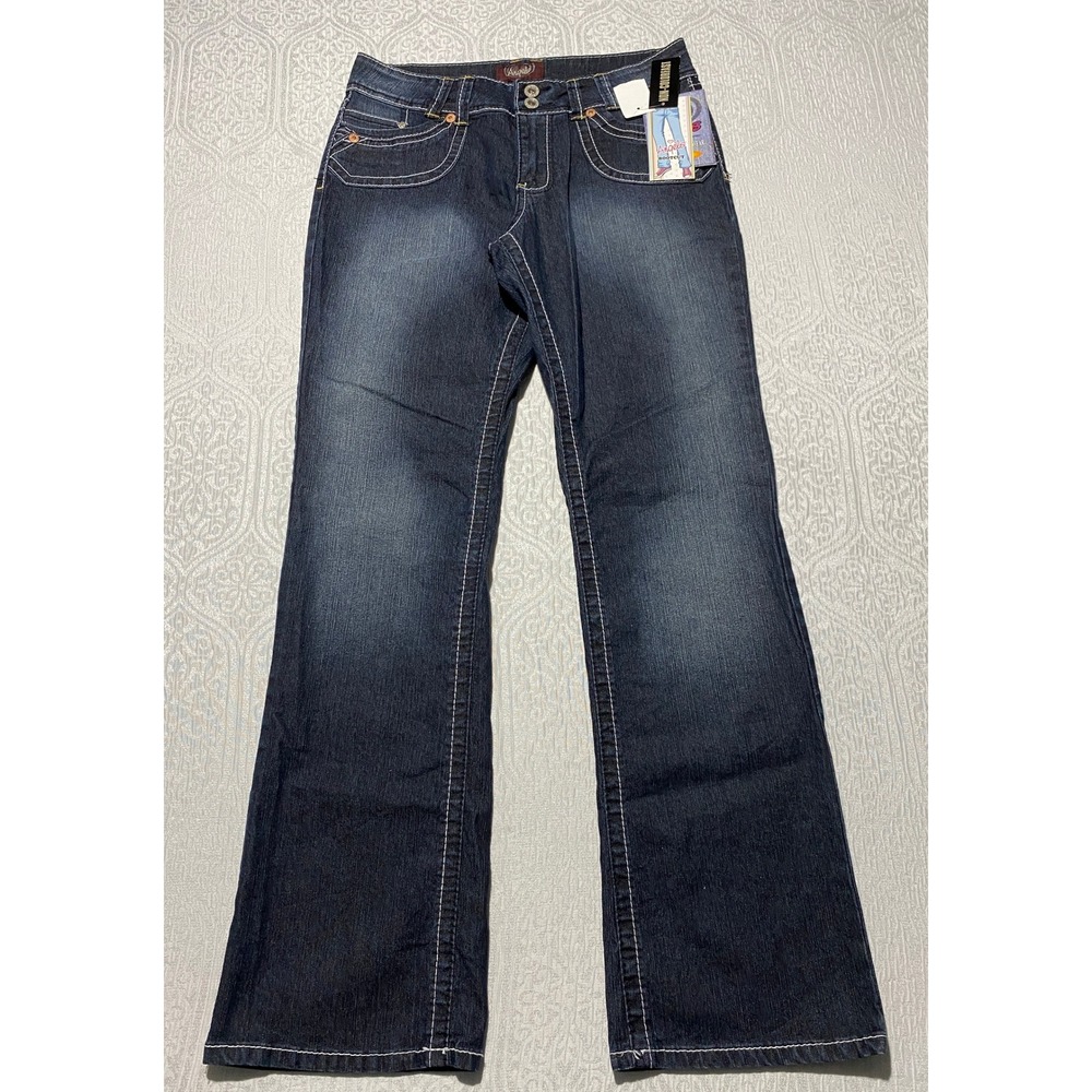 Angels Girls Missy Bootcut Jeans Dark Wash Contrast Stitch Size 10 NWT Y2K Style